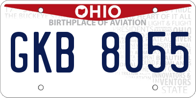OH license plate GKB8055