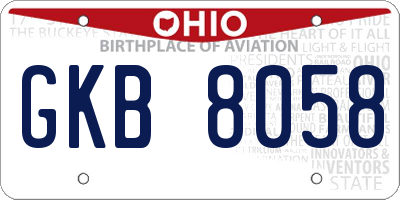 OH license plate GKB8058