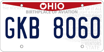 OH license plate GKB8060