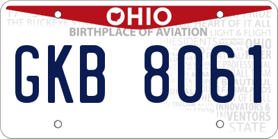 OH license plate GKB8061