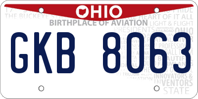 OH license plate GKB8063