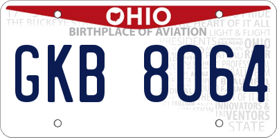 OH license plate GKB8064