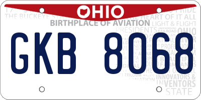 OH license plate GKB8068