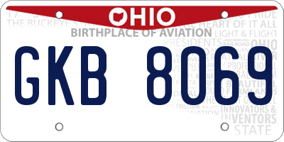 OH license plate GKB8069