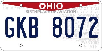 OH license plate GKB8072