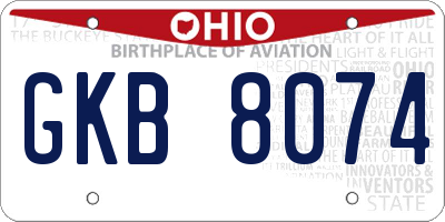 OH license plate GKB8074