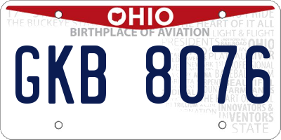 OH license plate GKB8076