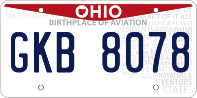 OH license plate GKB8078