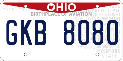 OH license plate GKB8080