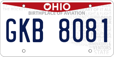 OH license plate GKB8081