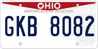 OH license plate GKB8082
