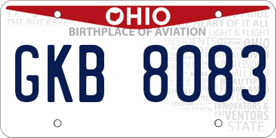 OH license plate GKB8083