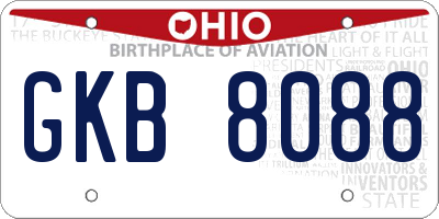 OH license plate GKB8088