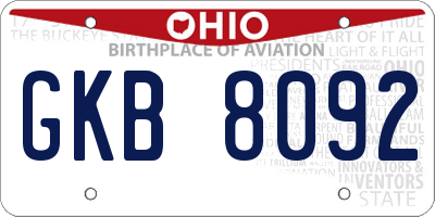 OH license plate GKB8092