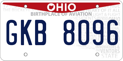 OH license plate GKB8096