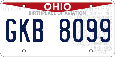 OH license plate GKB8099