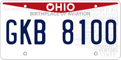 OH license plate GKB8100