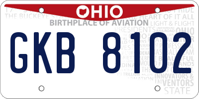 OH license plate GKB8102