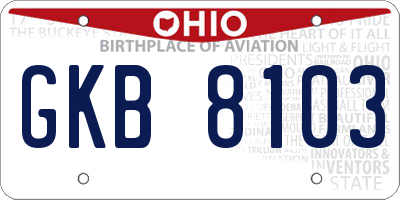 OH license plate GKB8103