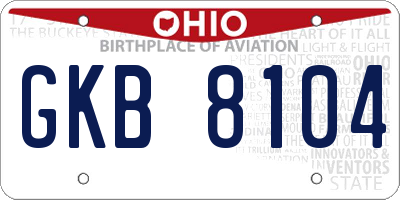OH license plate GKB8104