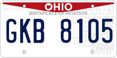 OH license plate GKB8105