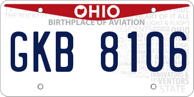 OH license plate GKB8106