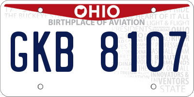 OH license plate GKB8107