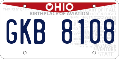 OH license plate GKB8108