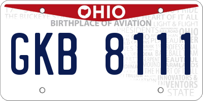 OH license plate GKB8111