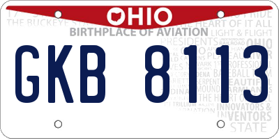 OH license plate GKB8113