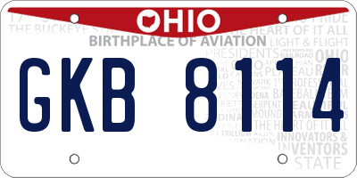 OH license plate GKB8114