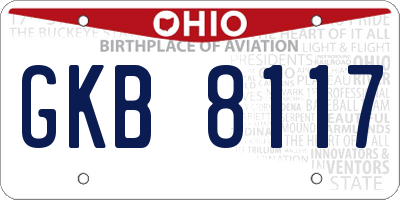 OH license plate GKB8117