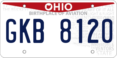 OH license plate GKB8120