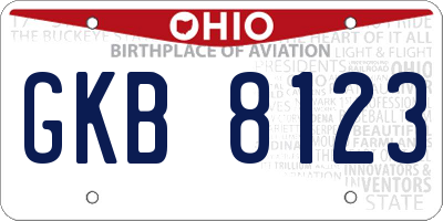 OH license plate GKB8123
