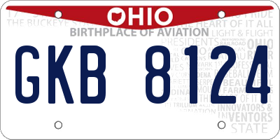 OH license plate GKB8124