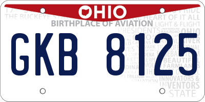 OH license plate GKB8125