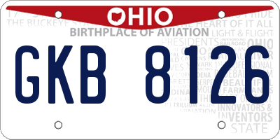 OH license plate GKB8126