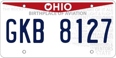 OH license plate GKB8127