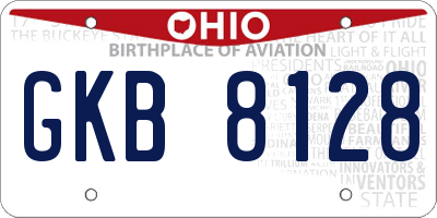OH license plate GKB8128