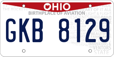 OH license plate GKB8129