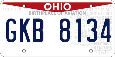 OH license plate GKB8134