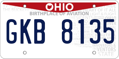 OH license plate GKB8135