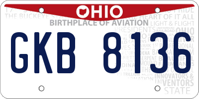 OH license plate GKB8136