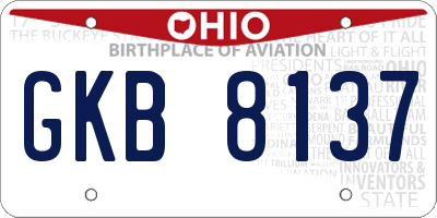 OH license plate GKB8137