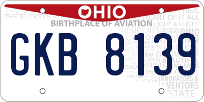OH license plate GKB8139