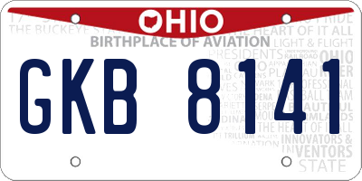 OH license plate GKB8141