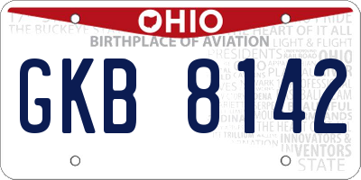 OH license plate GKB8142