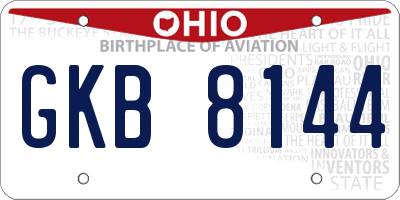 OH license plate GKB8144