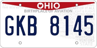 OH license plate GKB8145