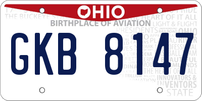 OH license plate GKB8147